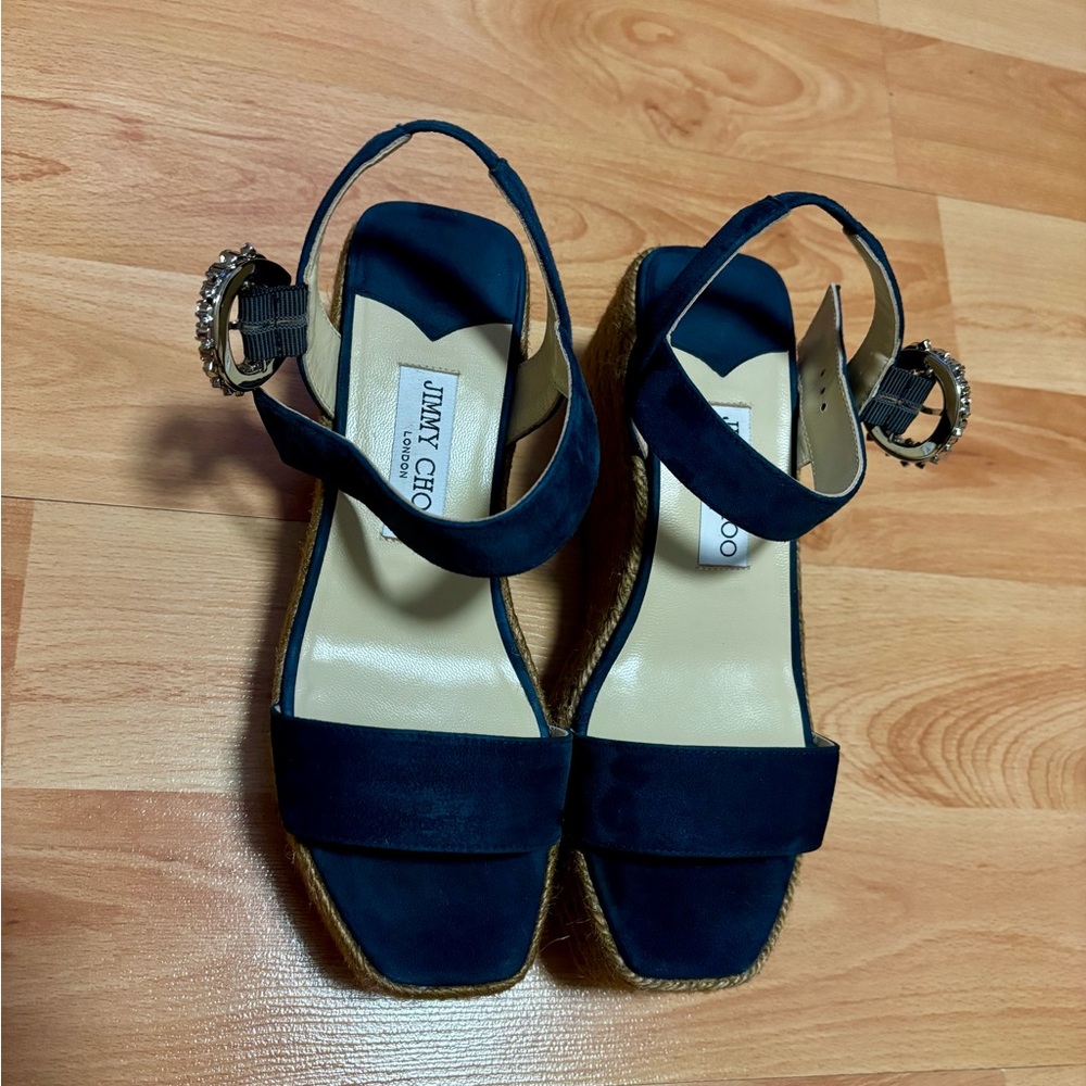 Jimmy Choo Black Wedge Sandals - Picture 4 of 11